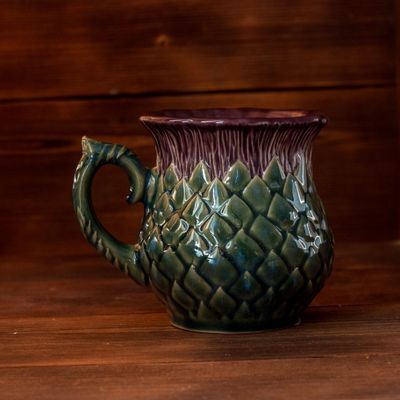 Thistle mug, Handmade pottery