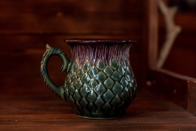 Golden Thistle mug, Handmade pottery