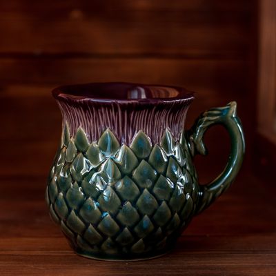 Thistle mug, Handmade pottery