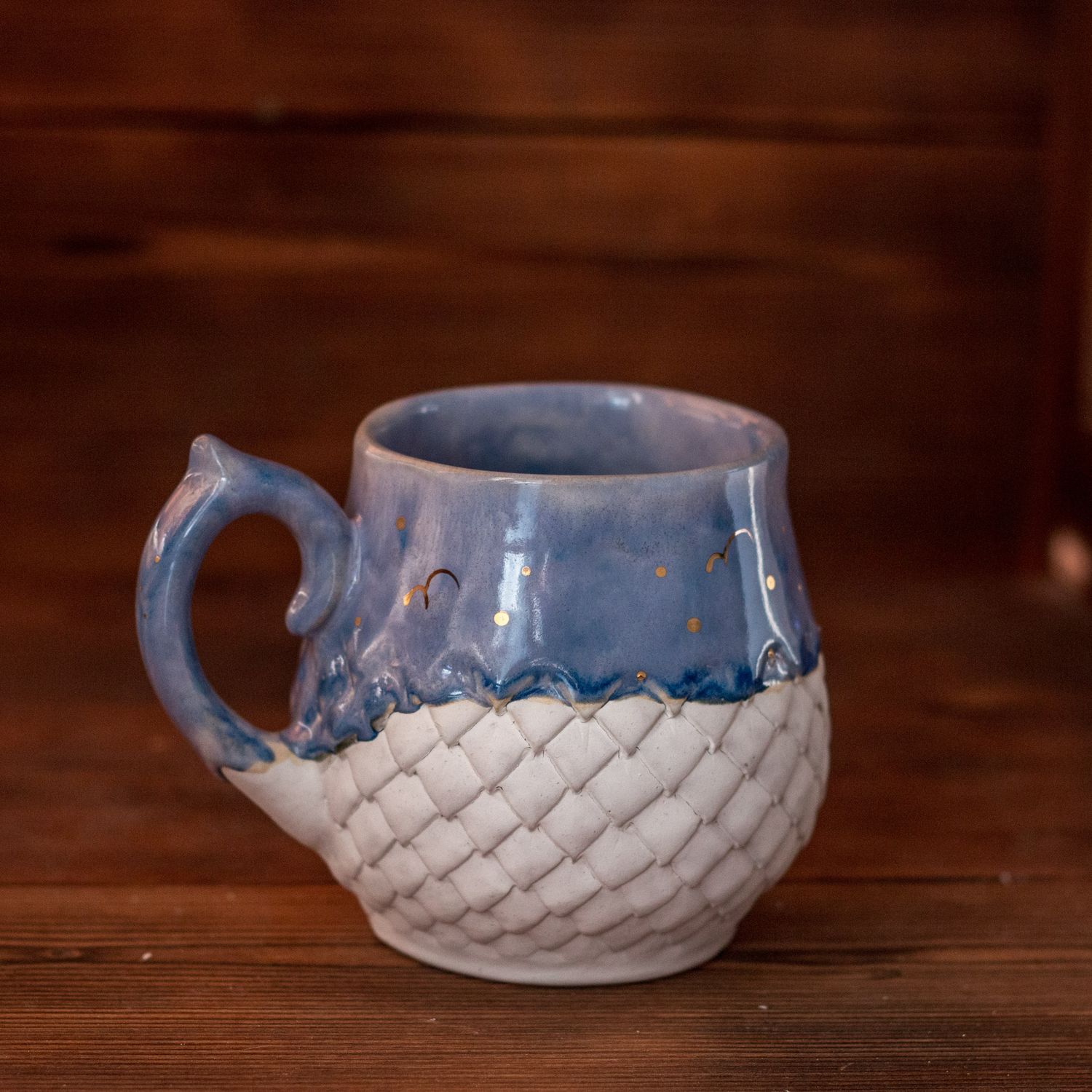 Day Dragon, Ceramic Mug, Dragon scale mug, Handmade pottery