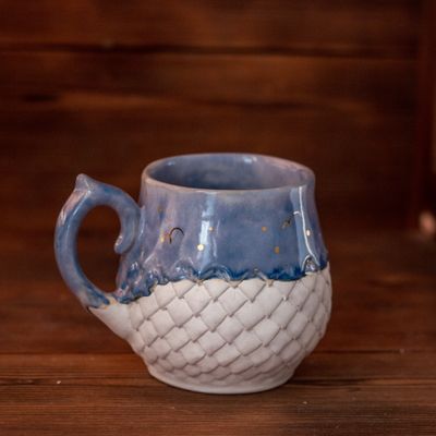 Day Dragon, Ceramic Mug, Dragon scale mug, Handmade pottery