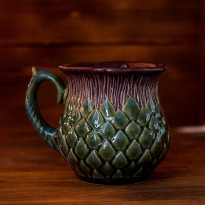 Thistle mug, Handmade pottery