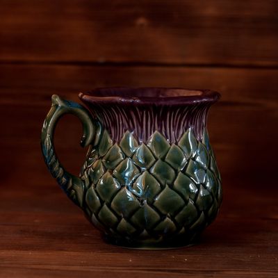Thistle mug, Handmade pottery