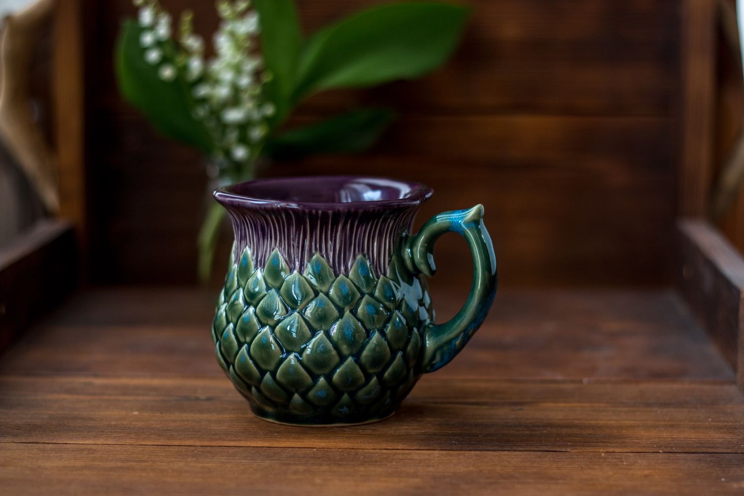 Thistle mug, Handmade pottery