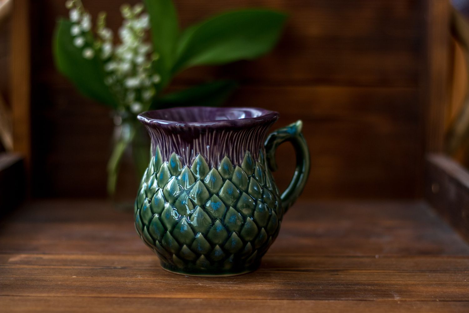 Thistle mug, Handmade pottery