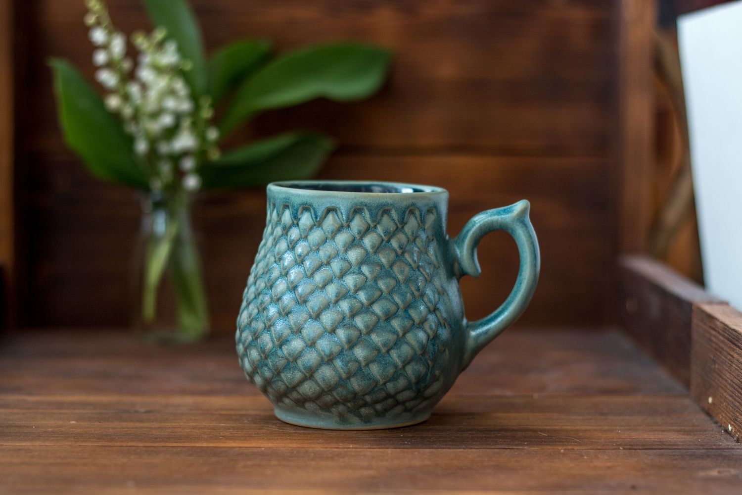 Spring Dragon, Ceramic Mug, Dragon scale mug, Handmade pottery