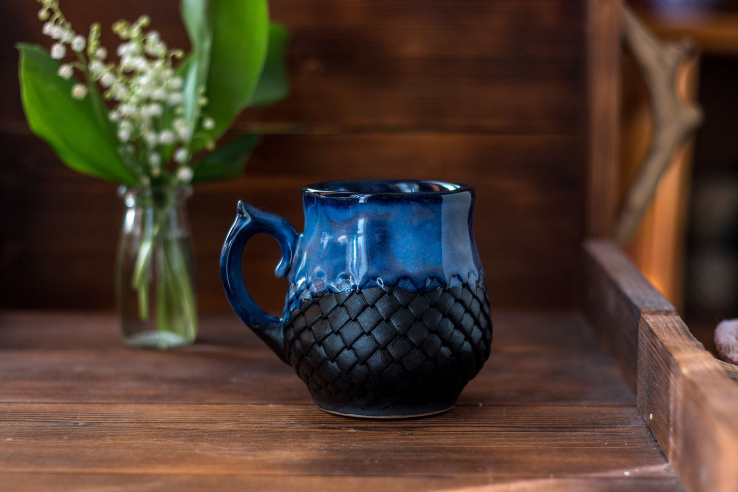 Ceramic Mug, Dragon scale mug, Handmade pottery