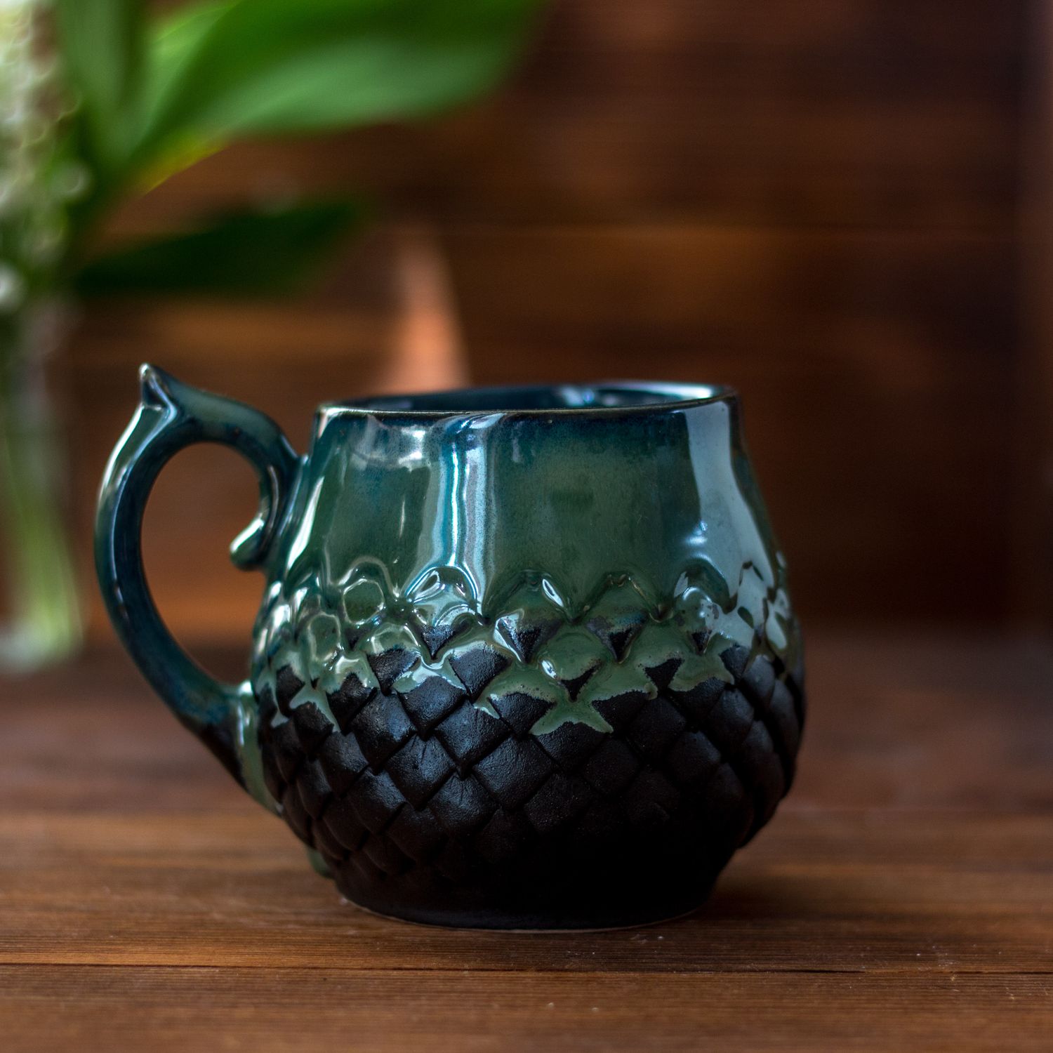 Ceramic Mug, Dragon scale mug, Handmade pottery