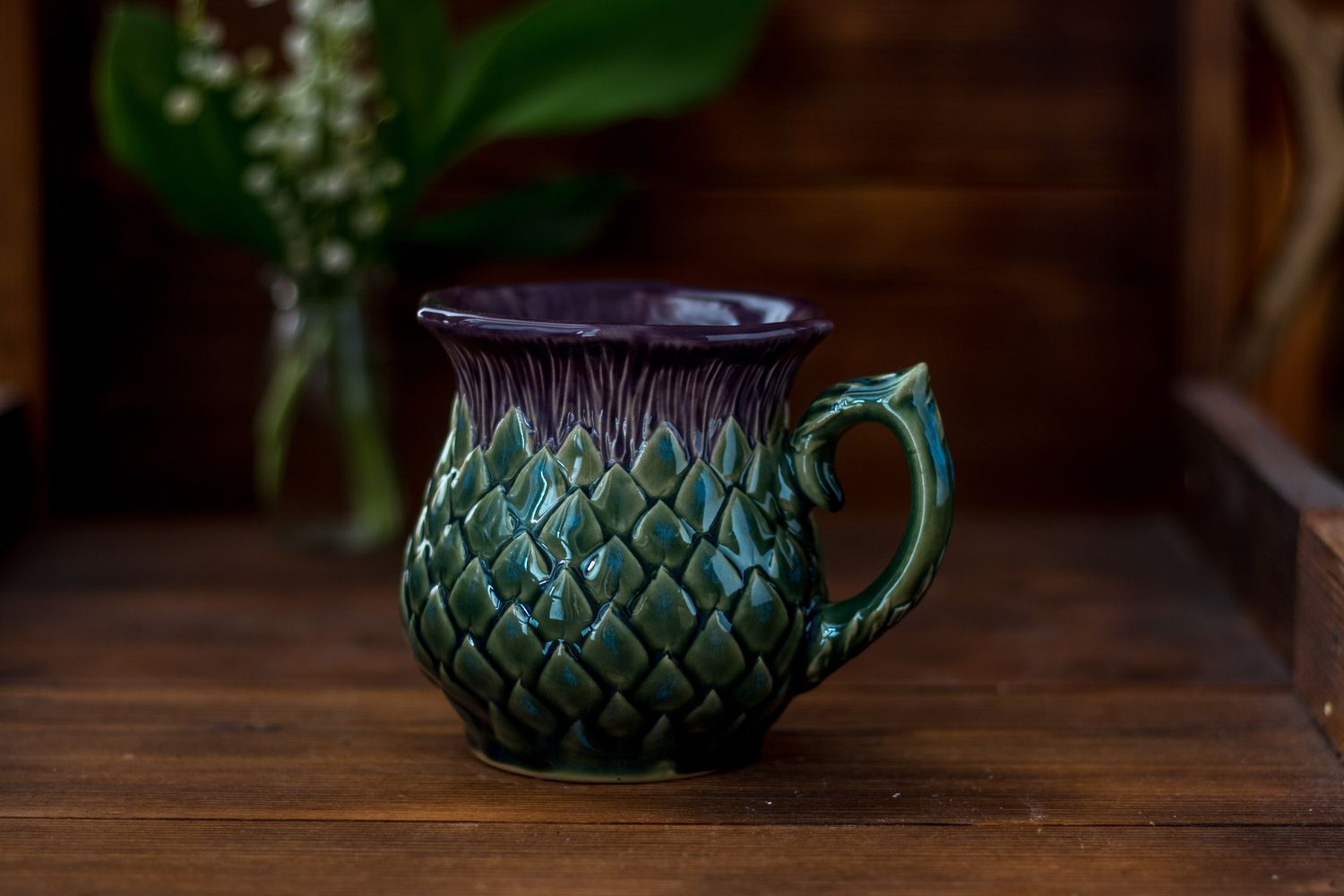 Thistle mug, Handmade pottery