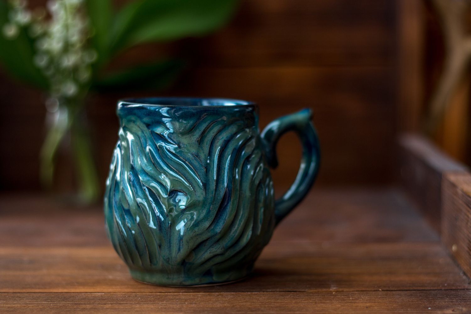 Ceramic Mug, Dragon scale mug, Handmade pottery
