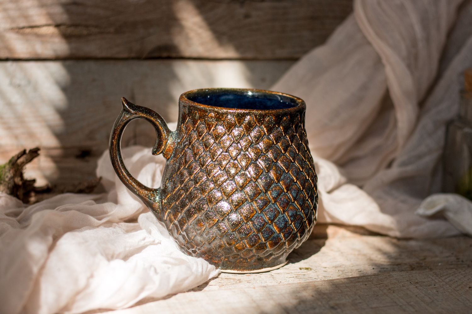 Sparkling Dragon, Ceramic Mug, Dragon scale mug, Handmade pottery
