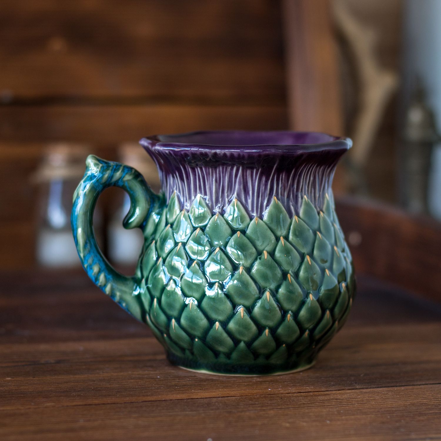 Golden Thistle mug, Handmade pottery