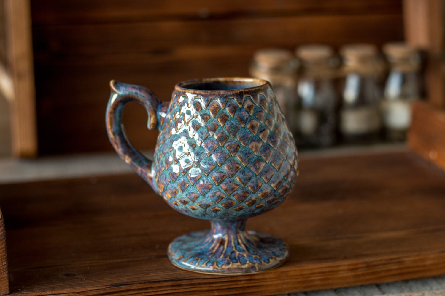 Rainbow Dragon, Ceramic Mug, Dragon scale mug, Handmade pottery