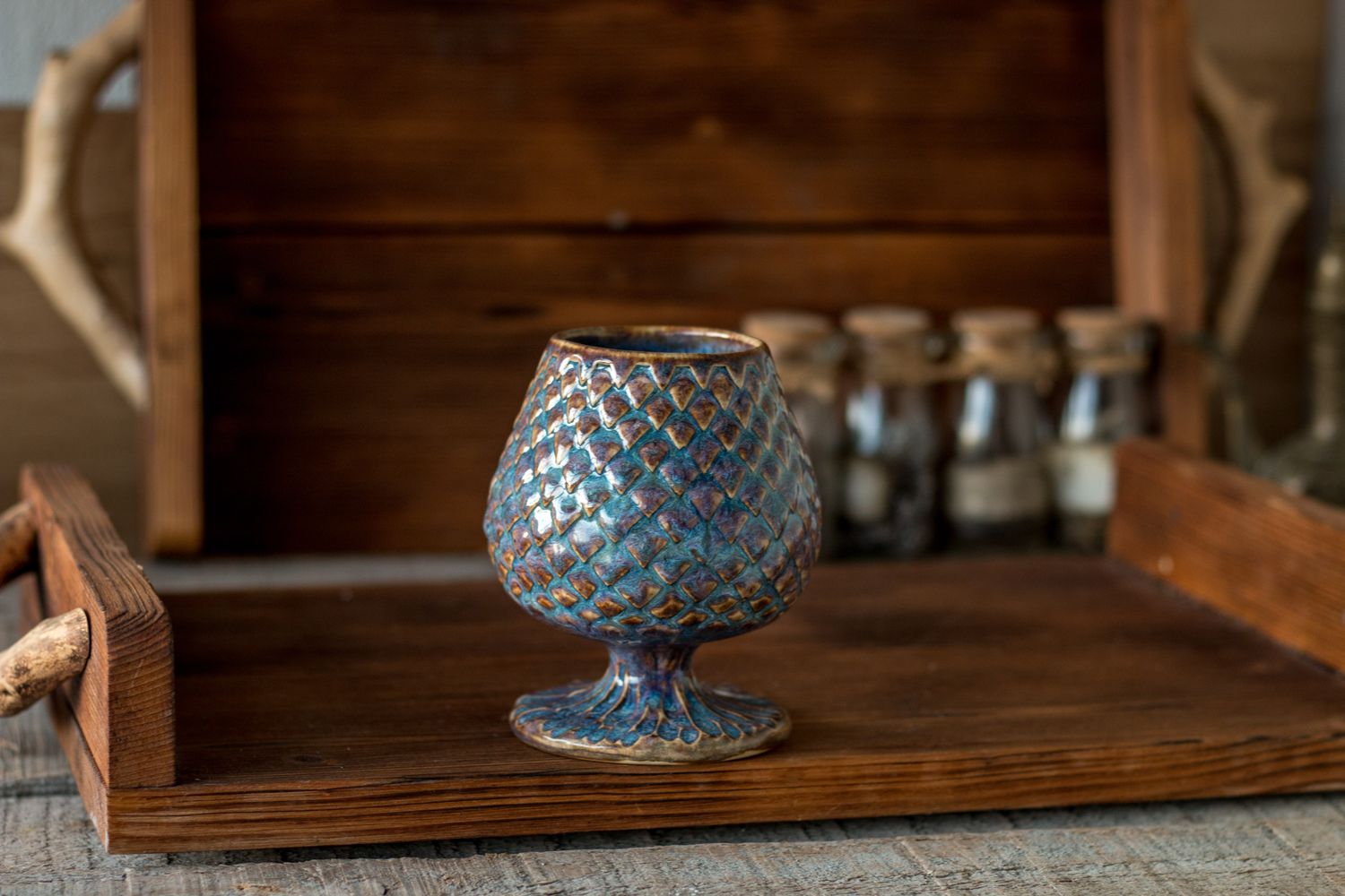 Rainbow Dragon, Ceramic Mug, Dragon scale mug, Handmade pottery