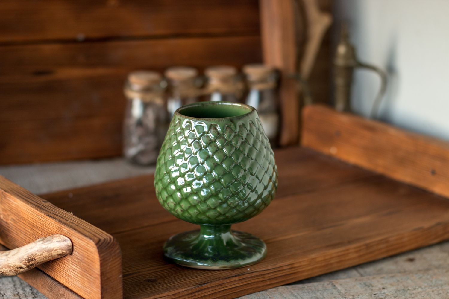 Green Dragon, Ceramic Mug, Dragon scale mug, Handmade pottery