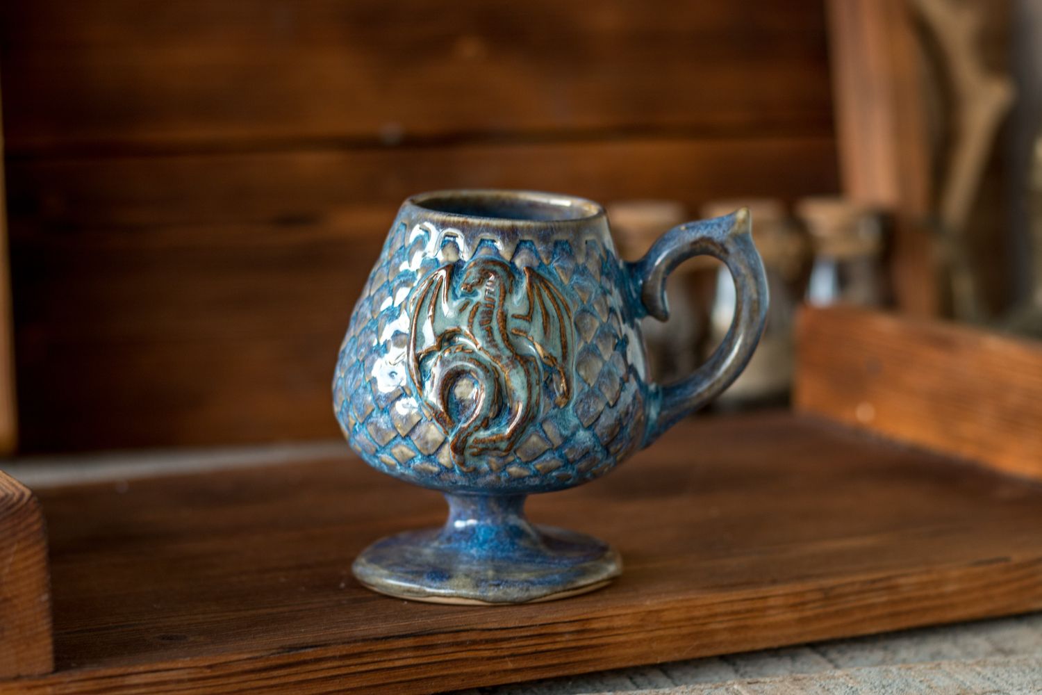 Rainbow Dragon, Ceramic Mug, Dragon scale mug, Handmade pottery