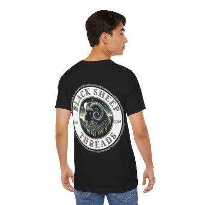 Black Sheep Threads Unisex Jersey Short-Sleeved (left chest text &amp; back logo)