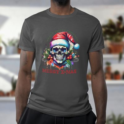 Merry Xmas Santa Skull T-Shirt (100% Organic Cotton)