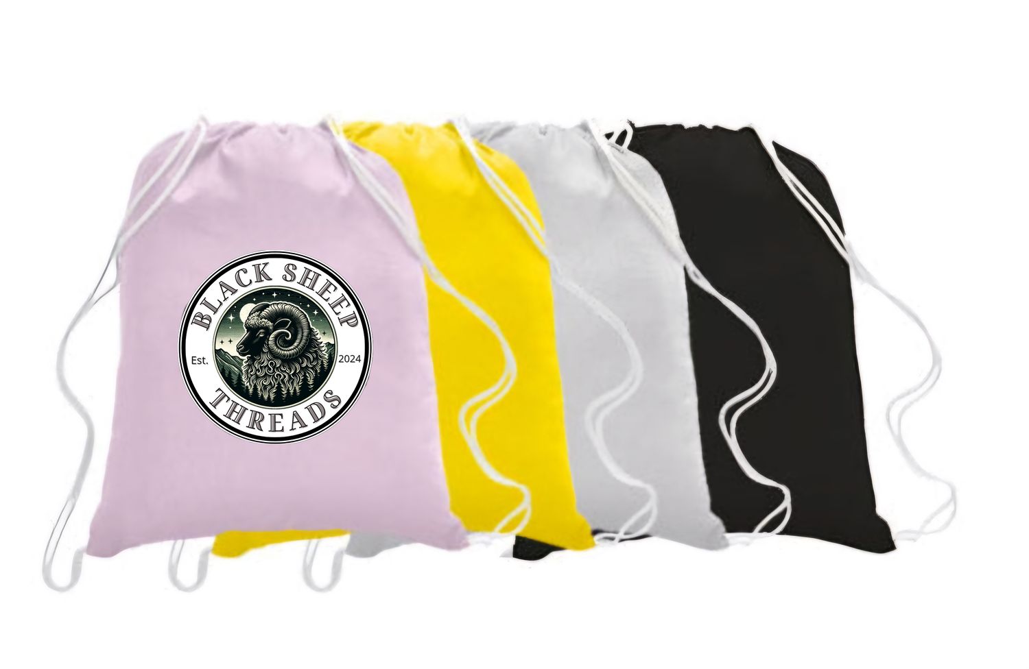 Black Sheep Threads Logo Cotton Drawstring Sports Pack 14"x18"