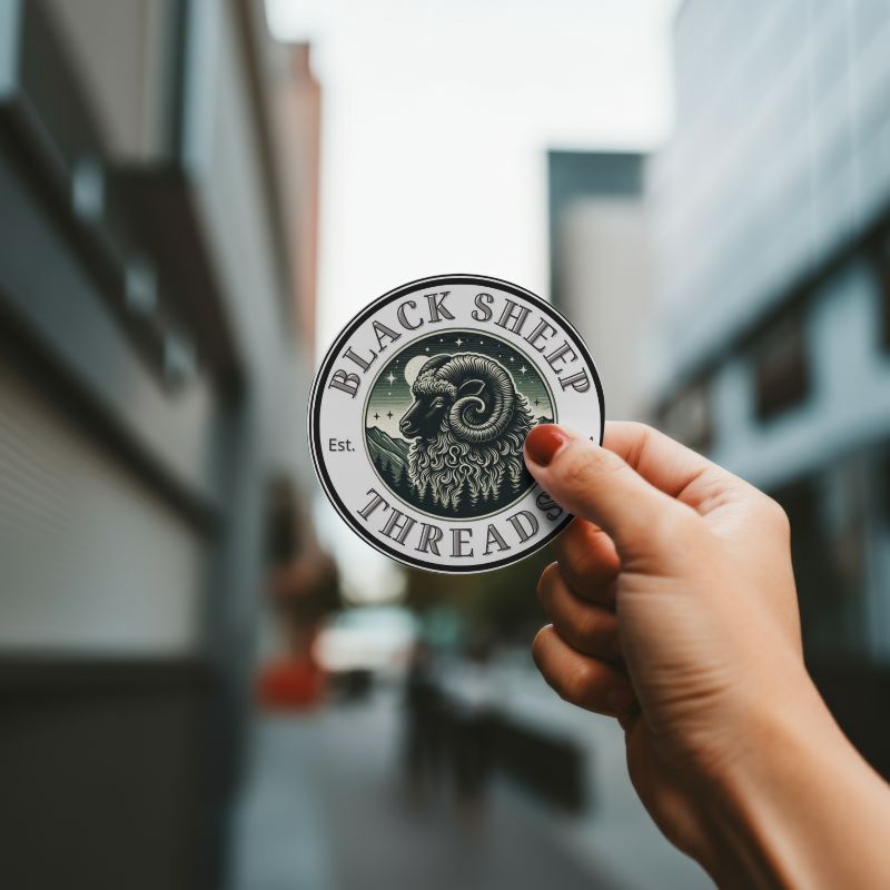 Black Sheep Threads Logo Sticker (Standard Size- 2"x2")