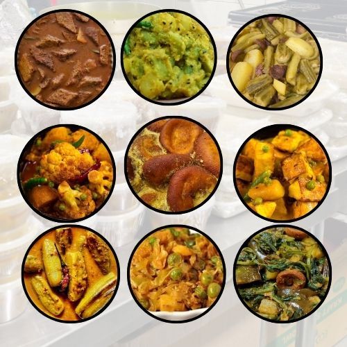 Monthly- 24 Tiffin (8 Deliveries- for Four Weeks- Every Monday &amp; Thursday), Select Your Package: Single Veg (24 Veg Curries-8 Oz)