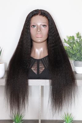 CURLY ME 26&quot; Kinky Straight 13x4&quot; HD Lace Pre Everything Wig