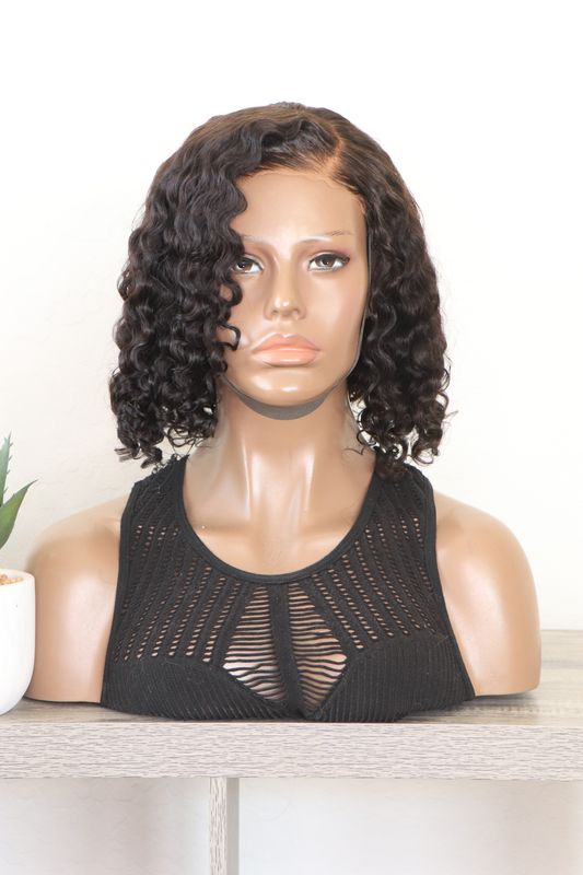 UNICE 12&quot; Jerry Curly Curved Side Parted Bob 7x5&quot; Bye-Bye Knots. Pre-Everything Lace Wig