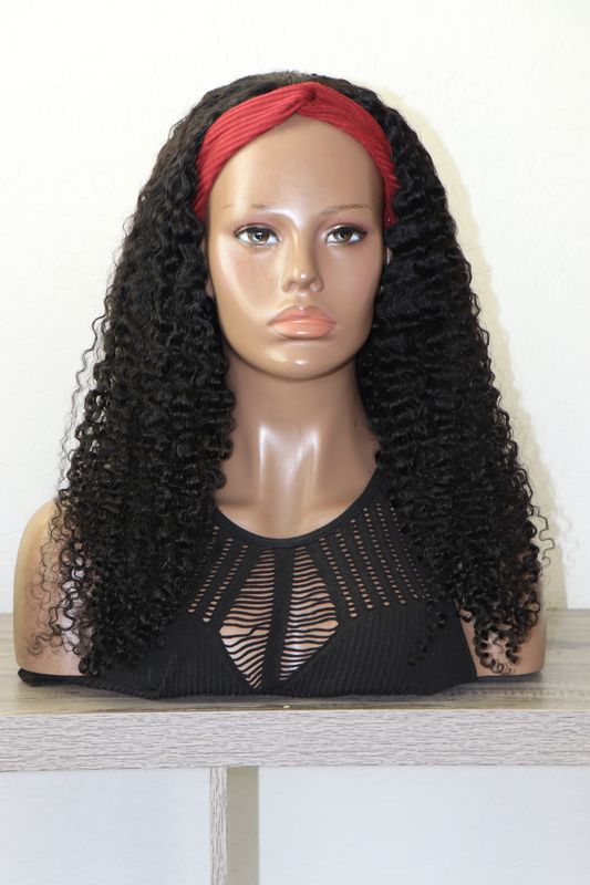 NADULA 24&quot; Kinky Curly Human Hair Half Wig with Kinky Bandline *DEFECTIVE*