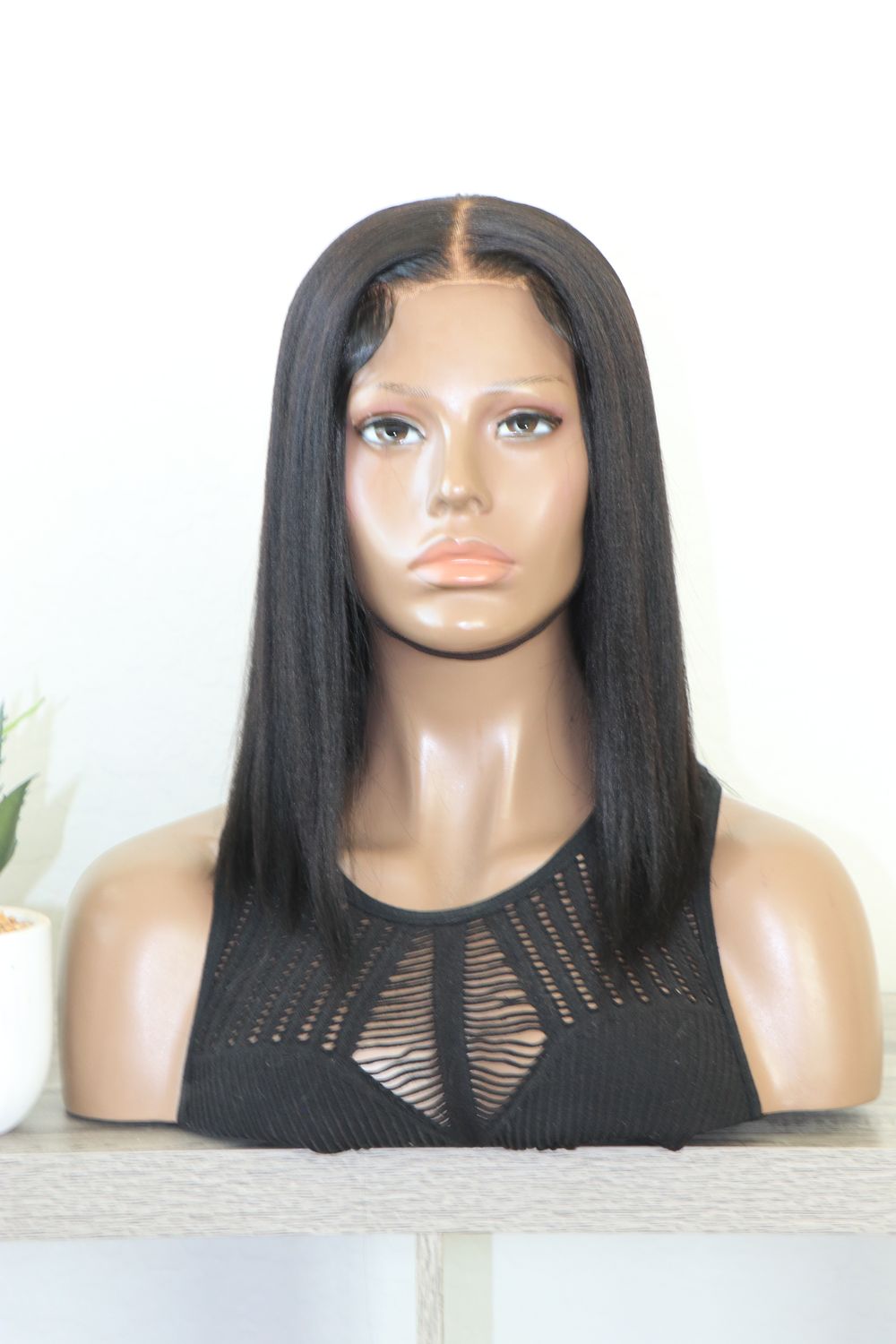 UNICE 12&quot; Yaki Straight 7x5&quot; Bob Bye-Bye Knots Pre-Everything Lace Wig