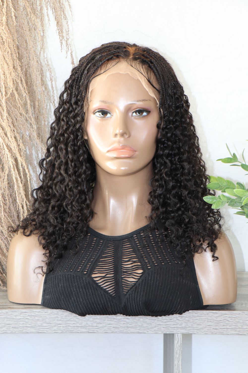 Younique Lace Wigs 16&quot; 100% Human Hair Brazilian Curly Braided Full Lace Wig DEFECT