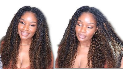 UNICE Jerry Curly V-Part Wig 24&quot; 1B/30 Balayage Highlight