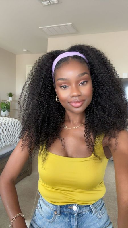NADULA 24" Kinky Curly Human Hair Half Wig with Kinky Bandline *DEFECTIVE*