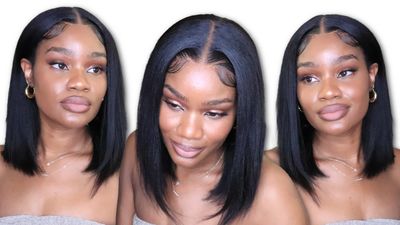 UNICE 12&quot; Yaki Straight 7x5&quot; Bob Bye-Bye Knots Pre-Everything Lace Wig