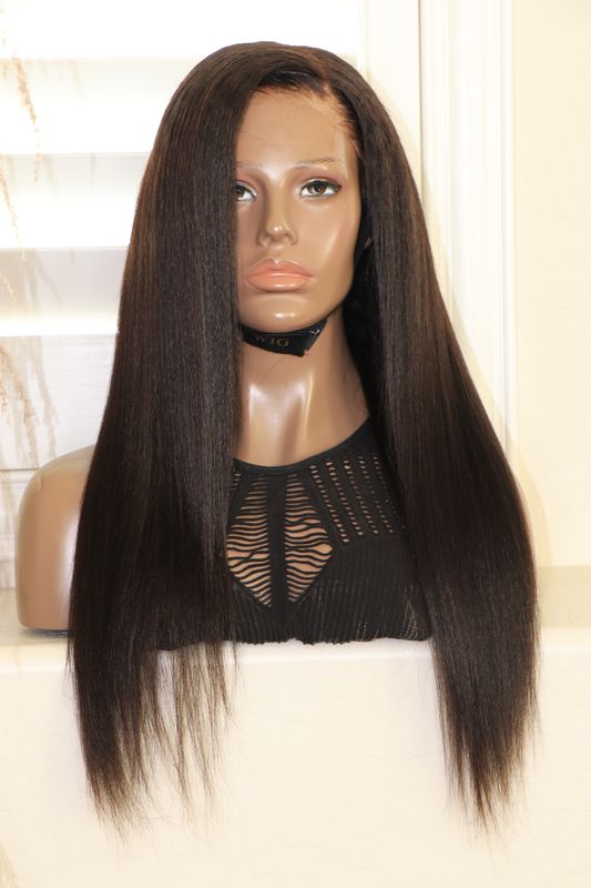 YWigs 20&quot; Italian Yaki Kinky Straight 13x6&quot; HD Swiss Lace Wig