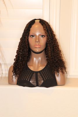 QVR HAIR 18&quot; AFRO KINKY CURLY STREAK HIGHLIGHT V-PART WIG