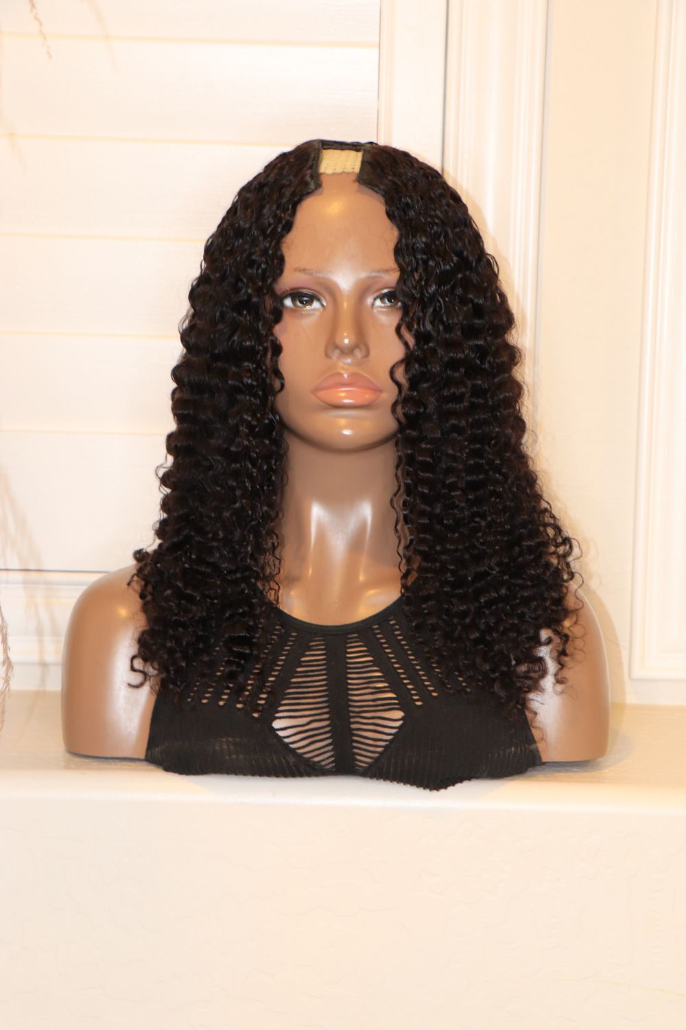 Klaiyi 18&quot; Natural Kinky Curly U-Part Wig