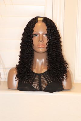 Klaiyi 18&quot; Natural Kinky Curly U-Part Wig