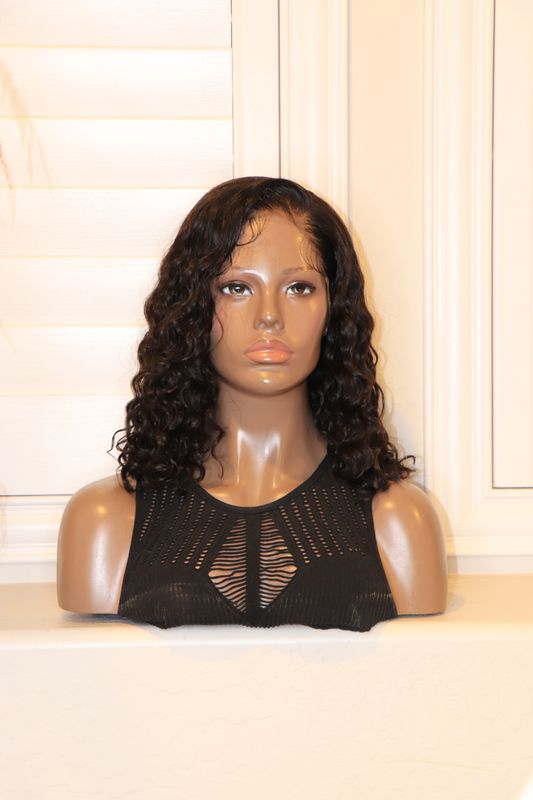 Eayon Hair 14&quot; Water Wave Virgin Brazilian Bob 360 Lace Wig *Tinted Lace*