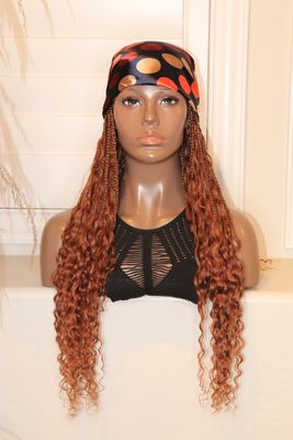 Lock Braids 18&quot; 100% Human Hair Knotless Boho Braided Headband Braidband Wig Auburn Color 30