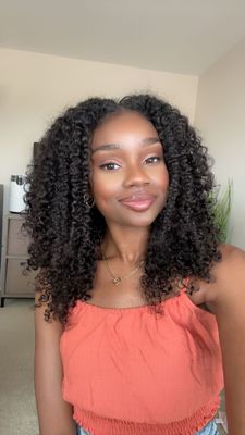 Klaiyi 18&quot; Natural Kinky Curly U-Part Wig