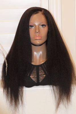 RPGHair 20" Italian Yaki/Kinky Straight 13x6" invisible Swiss HD lace 150% Density Lace Wig
