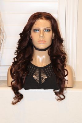 UNICE 24" Loose Wave Auburn Light Brown Layered Curtain Bang 13x4" HD Bye Bye Knots Lace Wig