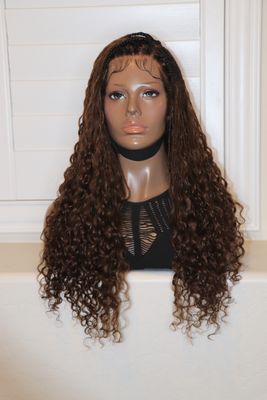 YWIGS 22" Bohemian Curly Miracle Braided Full Lace Wig Color T1b/4
