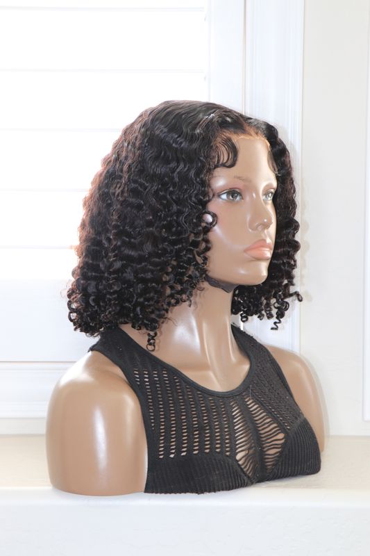 UNICE 16" Afro Kinky Curly Finger Coil 7x5" Bye-Bye Knots Wear &amp; Go Lace Wig