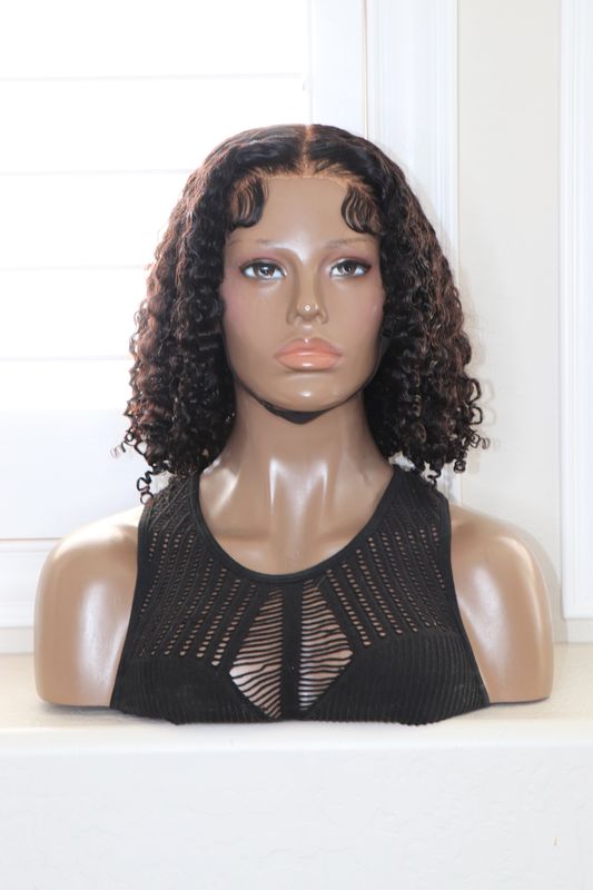 UNICE 16" Afro Kinky Curly Finger Coil 7x5" Bye-Bye Knots Wear &amp; Go Lace Wig
