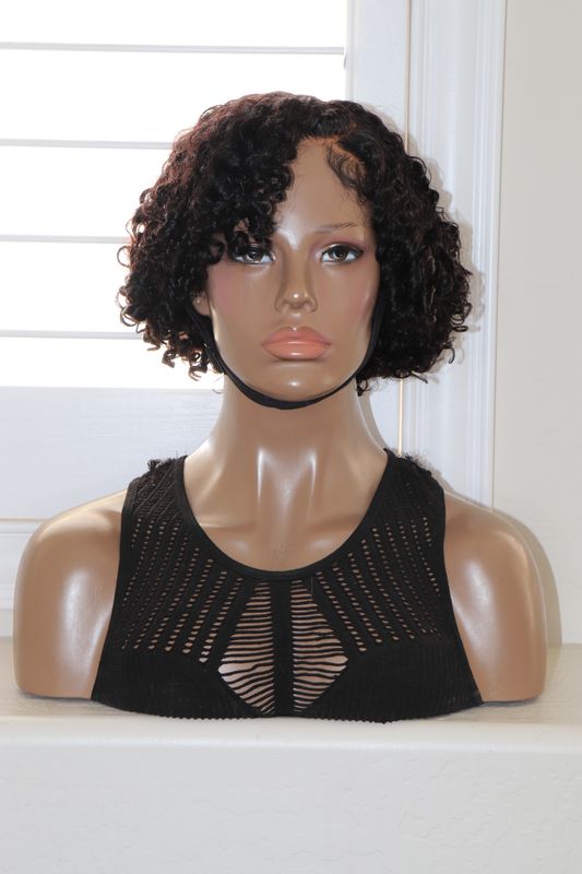 LUVME 8" Short Curly Minimalistic HD Lace Curved Side Part Wig
