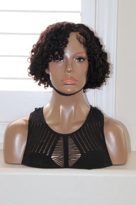 LUVME 8" Short Curly Minimalistic HD Lace Curved Side Part Wig