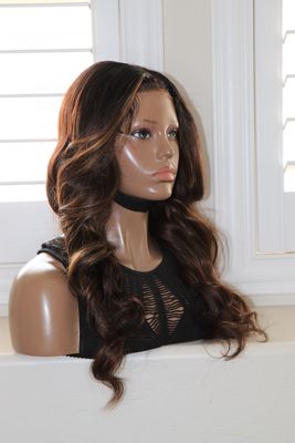 RPGSHOW 20" Blowout Layered Dark Brown With Highlights 13x6" HD Tinted Swiss Lace Wig
