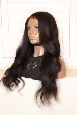 WOWAFRICAN 22" Kinky Straight Body Wave w/ 4c Kinky Edges 13x6" HD Lace Pre-Plucked Bleached Knots