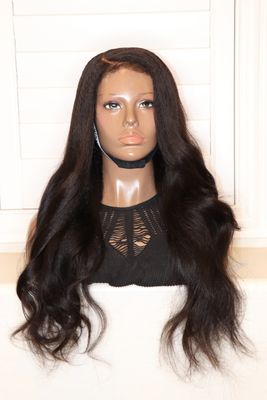WOWAFRICAN 22" Kinky Straight Body Wave w/ 4c Kinky Edges 13x6" HD Lace Pre-Plucked Bleached Knots